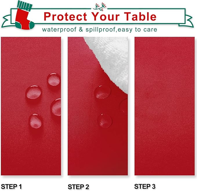 Hiasan 2 Pieces Red Tablecloth Square - Wateproof and Spillproof Kitchen Christmas Washable Polyester Table Cloth for Dining Room, 60 x 60 Inch
