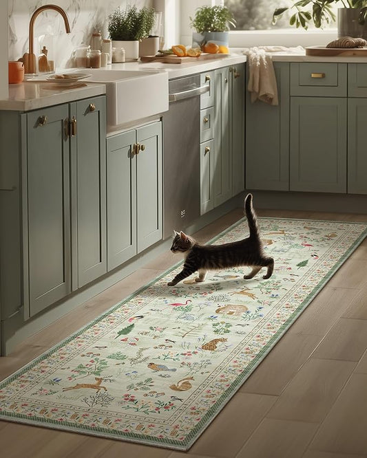 Machine Washable Kitchen Runner Rugs: 2'6"x8' Hallway Runner Non Slip Low Pile Stain Resistant Soft Carpet Runner Rugs for Bedroom Hallway Indoor Entryway Kitchen Laundry Room Beside Farmhouse