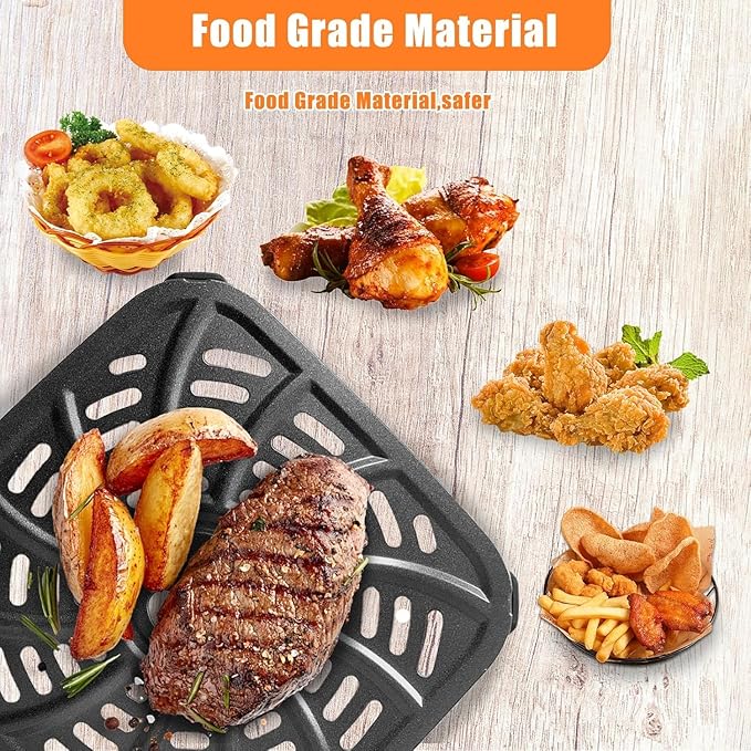 HQT 4QT Air Fryer Grill Pan for Gourmia GAF414 Digital Air Fryers, Upgraded Air Fryer Grill Crisper Plate Tray Rack Insert Grate Grid Shelf for 4QT Gourmia Air Fryer, Nonstick, Dishwasher Safe