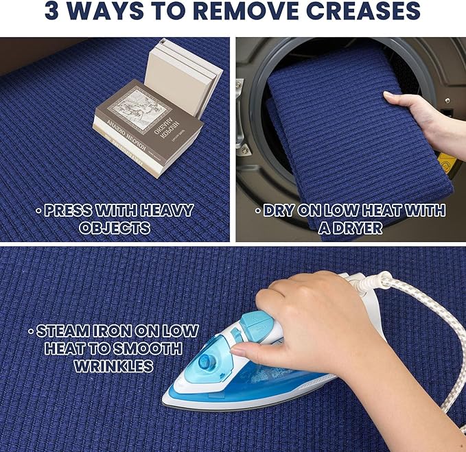 EARTHALL Woven Runner Rug 2.6x8 Ft Washable Runners for Hallways Wide Non Slip Rubber Backed Kitchen Runner Braided Indoor Floor Carpet for Entryway Hallway Kitchen Bedroom, Royal Blue/Navy