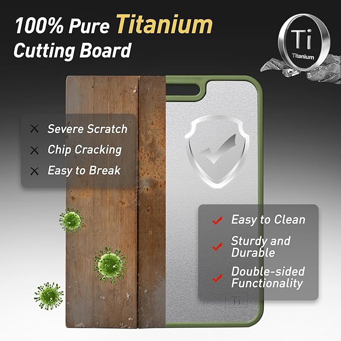 2 in 1 Pure Titanium Cutting Boards for Kitchen Chopping Board with Handle Double Sided and Over Sink Butcher Block Nice Juice Groove Big Xl XXl xlarge Best Kitchen Counter Organic Meat BBQ Kit
