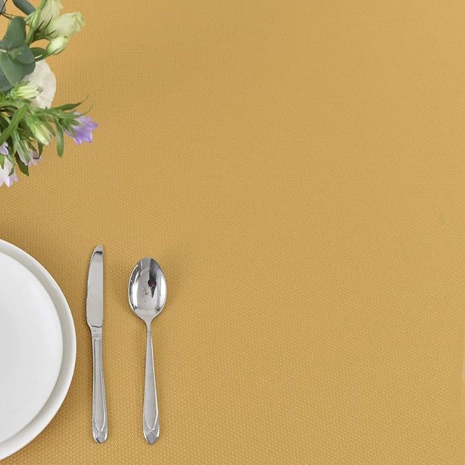 maxmill Textured Rectangular Tablecloth Water Resistance Antiwrinkle Spillproof Soft Jacquard Table Cloth for Dining Room, Buffet Banquet Parties and Holiday Dinners, 60 x 104 Inch, Ochre Yellow