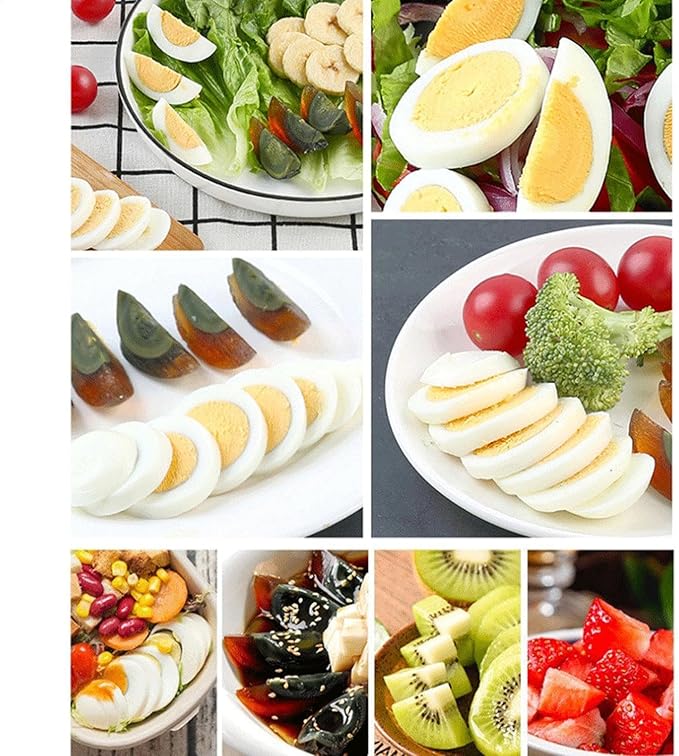 3 in-1 Egg Slicer for Hard Boiled Eggs, Multifunction Kitchen Chopper Tool, 3 Way Hand Egg Cutter Strawberry Slicer for Fruits and Vegetables