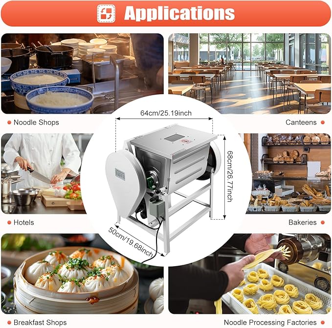 30QT Commercial Electric Dough Mixer, 1500W 110V Heavy-Duty Electric Dough Kneading Machine Pizza Flour Mixer Kneading Machine with Forward and Reverse Direction for School Bakery Restaurant