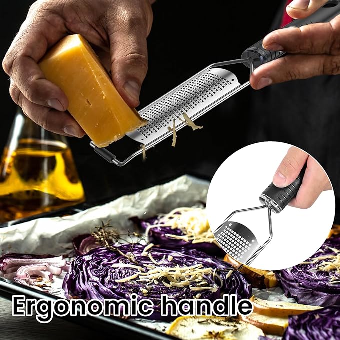 4 Pcs Lemon Zester with Handle Stainless Steel Cheese Grater Heavy Duty Vegetable Grater Handheld Ginger Grater Dishwasher Safe Lemon Grater Zester for Lemon Parmesan Cheese