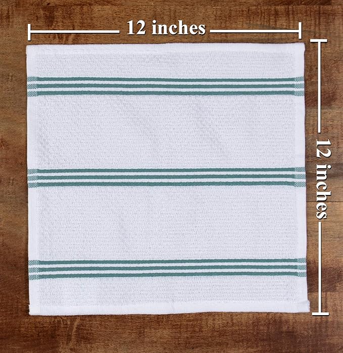 Sticky Toffee Cotton Dishcloths Set of 8 – Blue and White Dish Towels 12x12 in, Reusable and Absorbent Tea Towels for Cleaning or Drying, Oeko-Tex Cotton