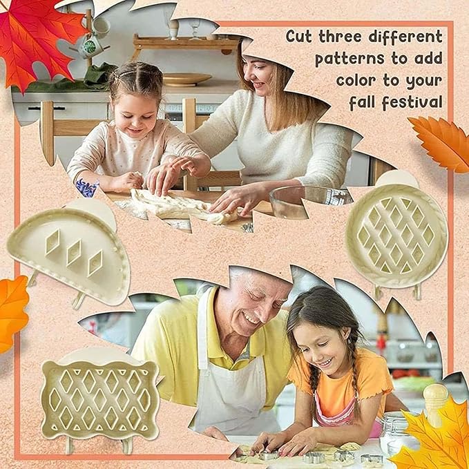 DABATO Classic Mini Hand Pie Molds, 3 Fall Shapes Mini Pie Molds, One Press Autumn Cottage Pie Set for DIY Baking, Dough Presser Pocket Pie Molds for Picnics, Barbecues and Lunch Boxes (3 PCS)