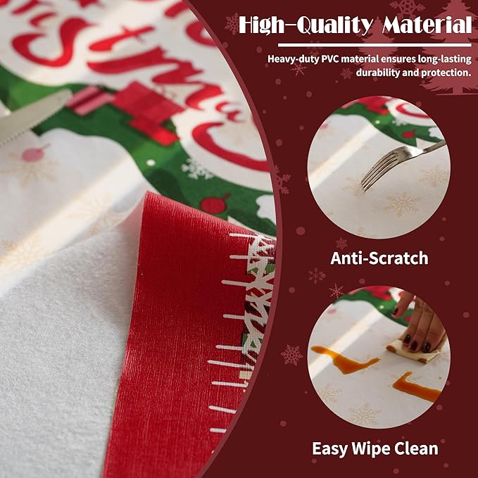 Christmas Rectangle Table Cloth,100% Waterproof Tablecloth,Christmas Decorations for Home, Vinyl Tablecloth Plastic Table Cover for Party，Picnic,Dining,Outdoor 54" x 102",Christmas Trees