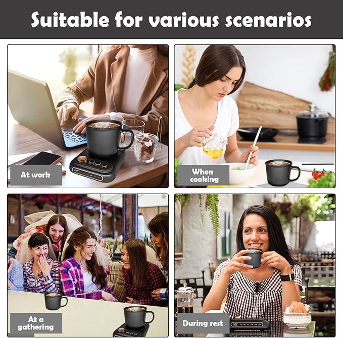 VividLife Smart Coffee Cup Warmer and Mug Set. Suitable for Office Desk. Five Modes for Precise Temperature Control. Intuitive keypad,Intelligent Reservation Warmer Black (Set)