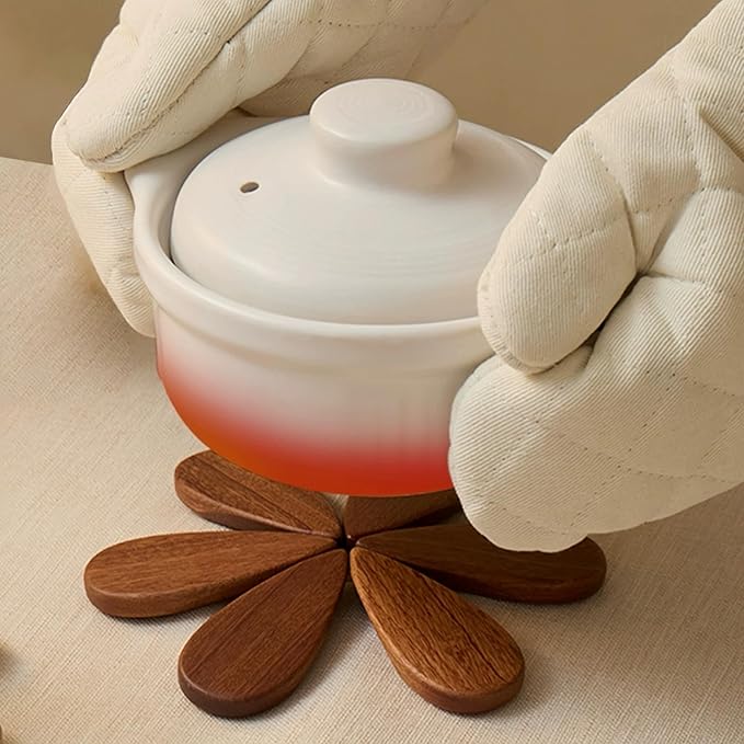 Trivets for Hot Dishes - Natural Wooden Tree Trivet Set of 4 for Hot Pot Pans Bowl Teapot - Table Kitchen Decor Coaster for Home Restaurant