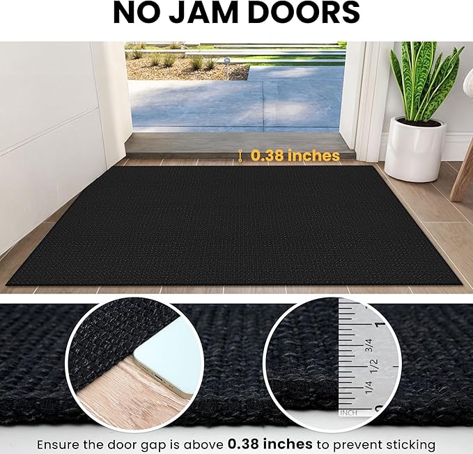 IOHOUZE Washable Exrea Long Hallway Runner Rug 3x20 Non Slip Rubber Backed Kitchen Runner Entryway Runner Indoor, Woven Rugs Floor Carpet for Kitchen Hall Entryway Stair, Black/Grey