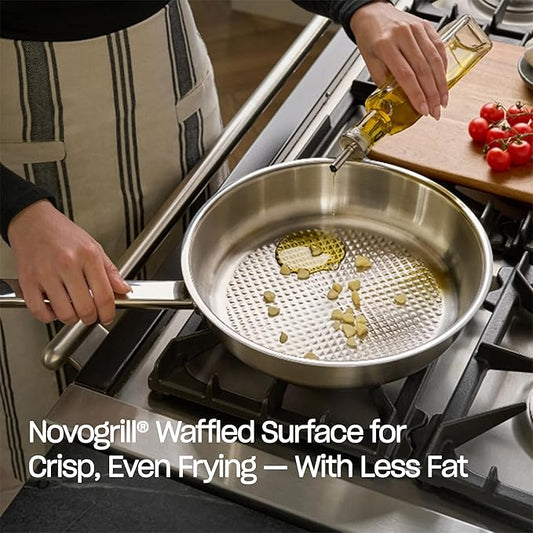 Fissler Original-Profi Collection Stainless Steel11 Inch Frying Pan — Made in Germany, Novogrill® Searing Surface, Induction Ready, Oven Safe