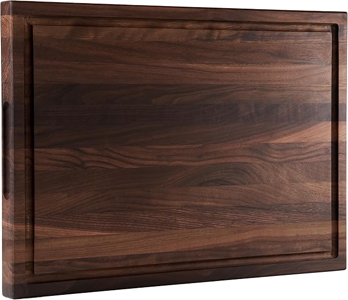 Cozifa American Dark Walnut Wood Cutting Board 17x12 x1in for Kitchen with Juice Groove, Inner Handles, Gift Box, Thick Wooden Cutting Board Finished with Linseed Oil, Beeswax, Carnauba Wax, Lemon Oil