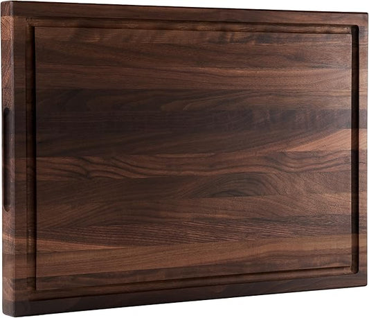 Cozifa American Dark Walnut Wood Cutting Board 17x12 x1in for Kitchen with Juice Groove, Inner Handles, Gift Box, Thick Wooden Cutting Board Finished with Linseed Oil, Beeswax, Carnauba Wax, Lemon Oil