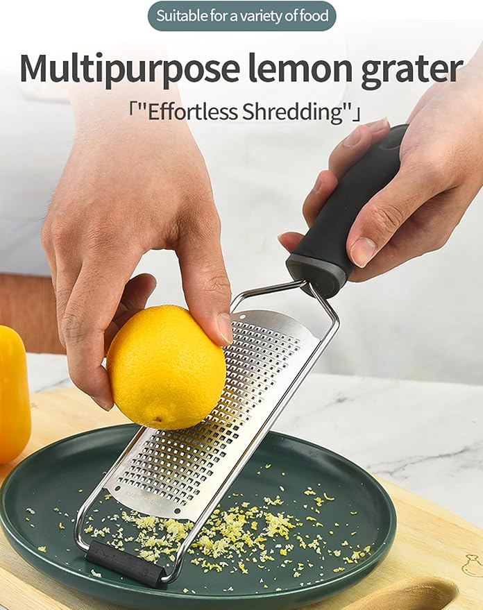 Stainless Steel Cheese Grater with Handle Lemon Citrus Zester Tool Graters for Kitchen, Width 2.5 Inch (Green)