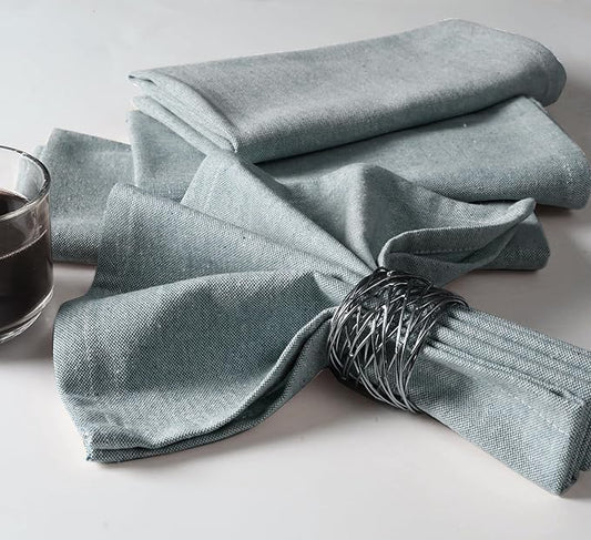 Native Fab Solid Cloth Napkin Set of 12, 100% Chambray Cotton, Washable, Reusable Dinner Cloth Napkin 17x17 inches, Table Decor Napkins for Dinner, Events, Teal Green