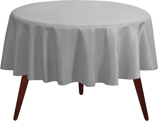 Gee Di Moda Round Tablecloth - 70 Inch Silver Round Table Cloth for 24 to 48 Inch Round Tables - Heavy Duty Washable Fabric - for Buffet Table, Holiday Party, Dinner, Wedding & Baby Shower