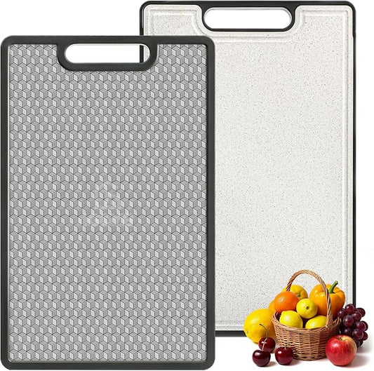 Double Sided Cutting Board, 1 PCS 316 Stainless Steel Cutting Boards for Kitchen, Food Grade, Scratch Resistant Mesh, Large Size 16.3"*10.5" (1 side 316 Stainless Steel Other side Wheat Straw PP)