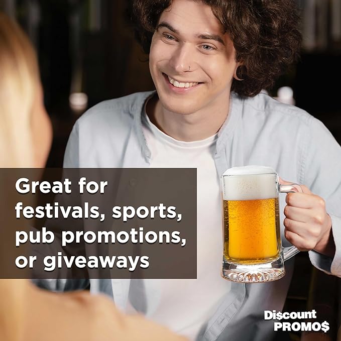 DISCOUNT PROMOS ARC Glass Beer Mugs 25 oz. Set of 6, Bulk Pack - Great for Octoberfest, Pub, Restaurant - Clear