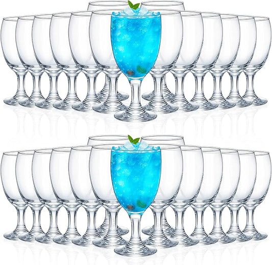Patelai Set of 30 Clear Glasses 16 oz Water Goblet Glass Stemmed Water Glasses for Juice Wine Beer Tea Milk Cold Beverages Drinks Dishwasher Safe