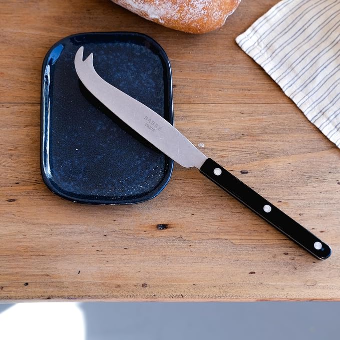 SABRE PARIS - Cheese Knife 9.4 inches - Bistrot Vintage Collection - All Cheeses - Stainless Steel & Nylon - Dishwasher Safe - Black - Mat Finish