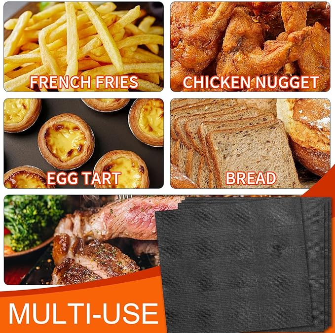 GWYSY 4 Packs Oven Liners for Bottom of Oven, 11.4"x9.8" Reusable Non-Stick Heat Resistant Toaster Liners Toaster Mat for Cuisinart TOA -28 TOA -26 AFR-25 Air Fryer Convection Oven