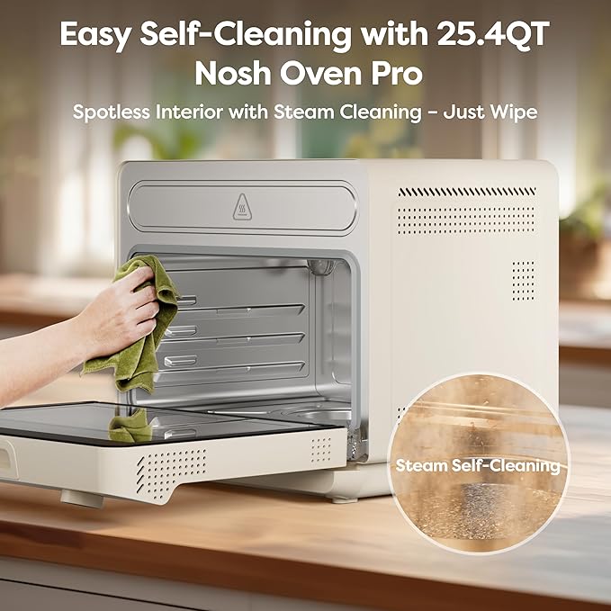 CIARRA 12-in-1 Countertop Steam Oven with Air Fryer, 25.4QT Steam Air Fryer Combo Nosh Oven Pro - Convection Toaster, Bake, Self-Clean, Dehydrate, Ferment, White
