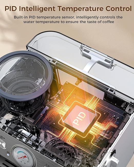 (2025 Upgrade)20 Bar Espresso Machine with Grinder & Milk Frother Steam Wand, Tamping Tools, Expresso Coffee Machines 58mm Commercial Espresso Maker for Home or Café, Perfect for latte, Cappuccino
