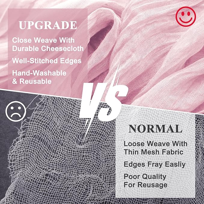 Wokceer Pink Cheesecloth Table Runner Valentine's Day 10FT Blushing Pink Boho Gauze Table Runner for Party Wedding Spring Easter Rustic Sheer Runners for Baby Bridal Shower
