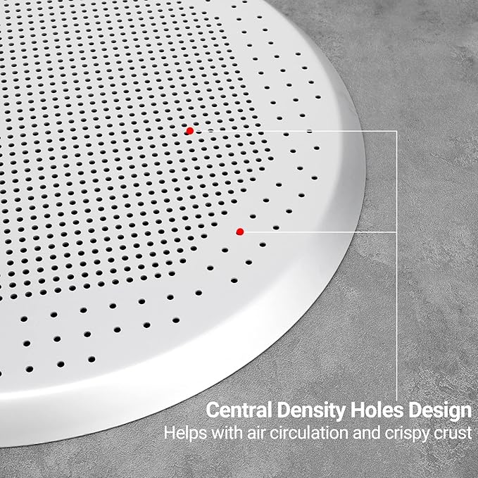 Beasea Pizza Pan 15 Inch, Pizza Cooking Pan with Holes Perforated Food Network Round Pizza Tray Crisper Pan Heavy Duty Aluminum Alloy Pizza Baking Tray Bakeware for Home Restaurant Kitchen Grill