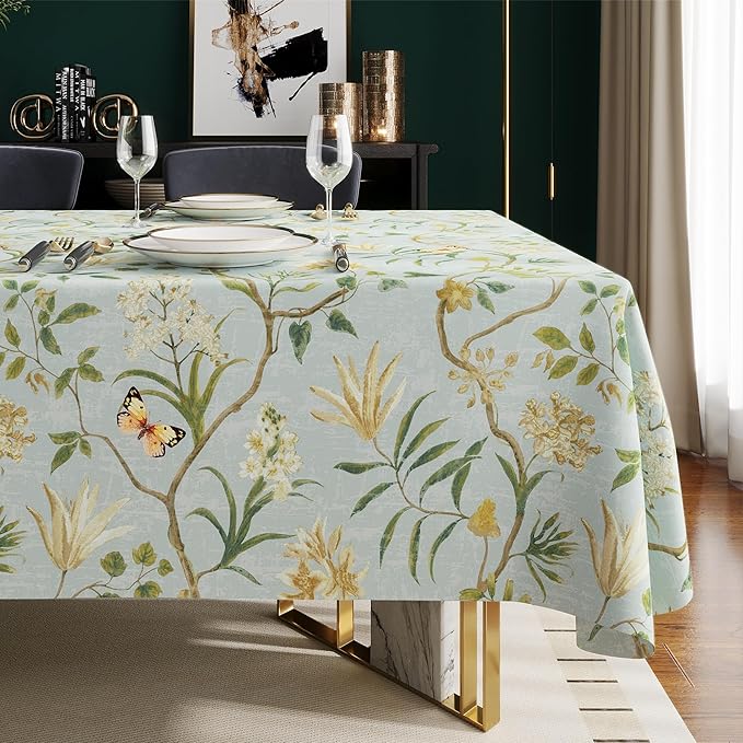 Rectangle Table Cloth,100% Waterproof Tablecloth Oil Proof Spill Proof Vinyl Table Cloth, Wipe Clean Plastic Table Cover for Dining, Camping, Indoor and Outdoor 54" x 120",Leaves