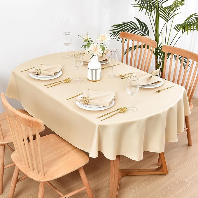 Wolkemer Set of 4 Beige Cloth Napkins 17 x 17 Inches Solid Washable Polyester Dinner Napkins with Hemmed Edges for Dinners Parties Weddings Banquets Events Table Decoration