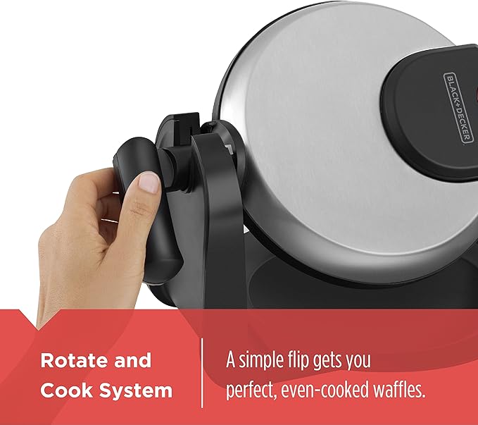 BLACK+DECKER Flip Waffle Maker, Silver, WM1404S, 4 Belgian Waffles