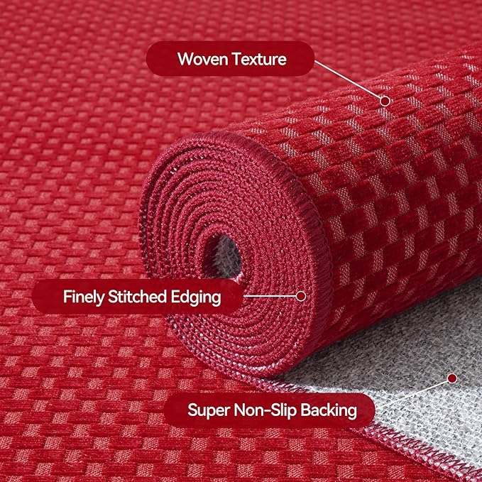 2x5 ft Hallway Runner Rug Boho Woven Washable Long Kitchen Runner Rugs Mat Non Slip, Soft Entryway Laundry Hall Runner Floor Carpet for Indoor Backdoor Bedroom Kitchen Living Room, Red