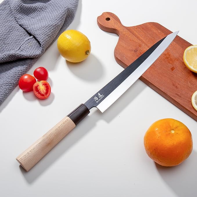 SHANGDAO Sashimi Sushi Knife - 10 Inch Fish Cutting & Filleting Knife, German Steel & Traditional Wooden Handle, Gift Box