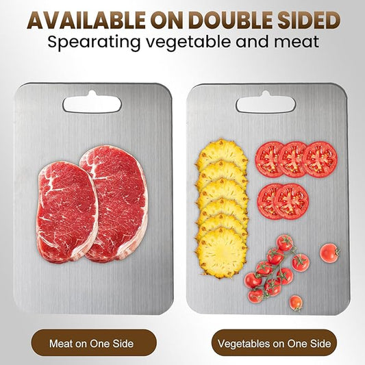 Titanium Cutting Board, 100% Pure Titanium Cutting Boards for Kitchen, Food Grade Double Sided Cutting Mat for Meats,Fruits,Vegetables, Dishwasher Safe Chopping Boards-11.4x7.9 inches