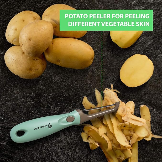Premium 3-in-1 Vegetable Peeler Set - Sharp Stainless Steel Blades with Interchangeable Handle, Straight, Julienne & Wide Peelers – Space-Saving,Multifunctional Design for Effortless Kitchen Prep