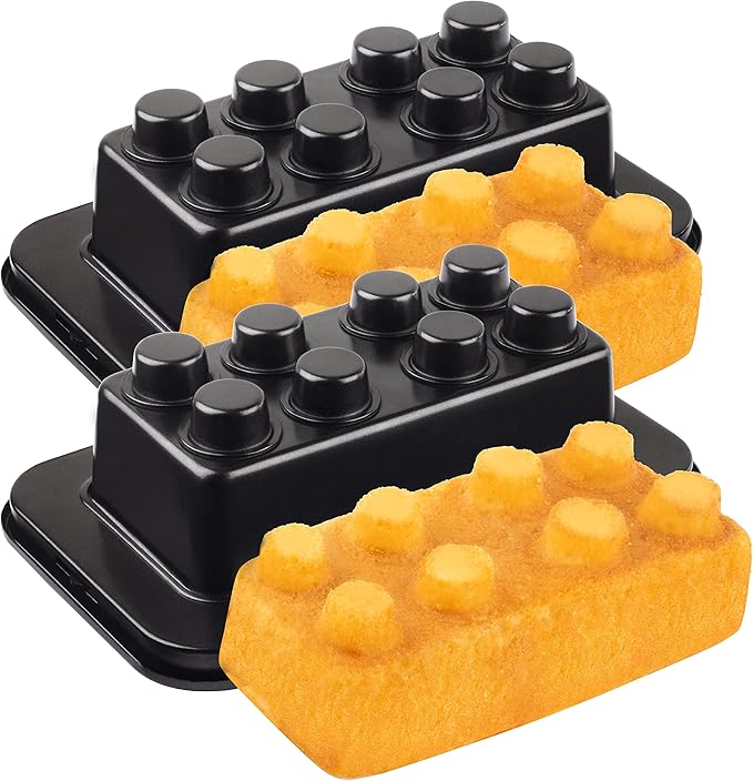 CucinaPro Brick Building Cake Pan Mold, 2 Pack- Build, Decorate, Stack 9" 3D Shaped Cakes - Adult Birthday Parties, Special Occasion or Celebration Gift, Easy to Use NonStick Oven Bakeware