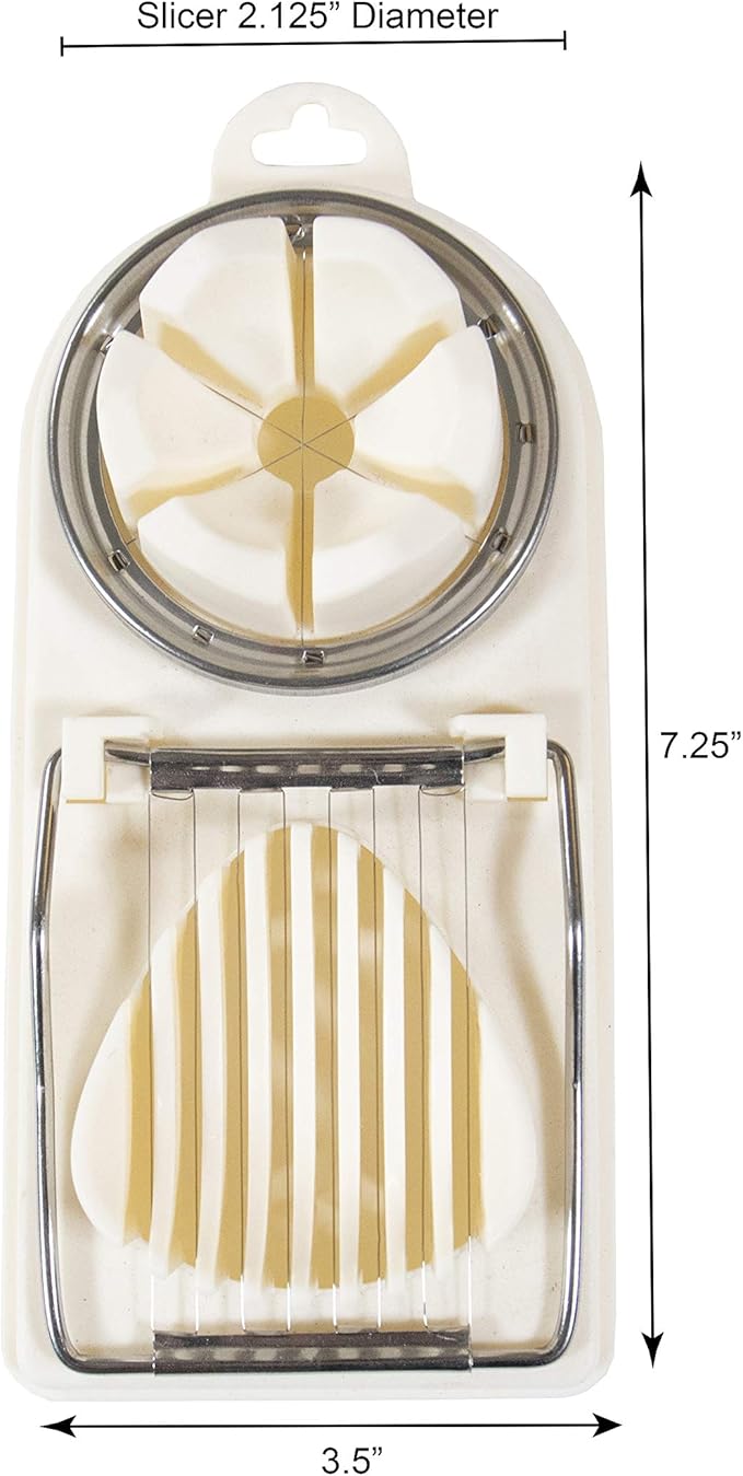 2-In-1 Egg Slicer, Perfect Wedges or Slices, Durable Stainless Steel, Cut Eggs, Strawberries, Kiwi and More, Dishwasher Safe