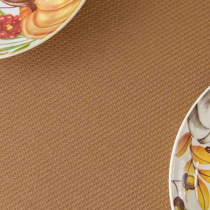 maxmill Fall Tablecloth Waterproof Spillproof Wrinkle Resistant Soft Textured Table Cloth for Harvest Thanksgiving Dinner and Party Indoor and Outdoor Use,Rectangle 52 x 70 Inch, Amber Bronze