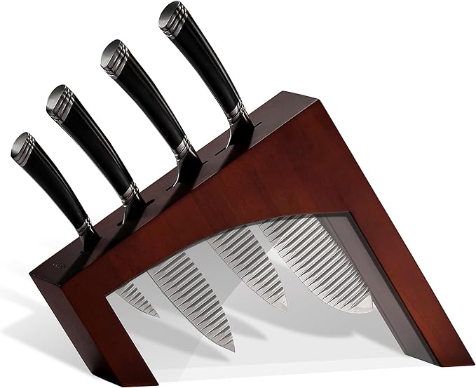 Casaware 5pc Knife Block Set (All Purpose, Chef, Serrated Utility, Paring, Knife Block) (Espresso)