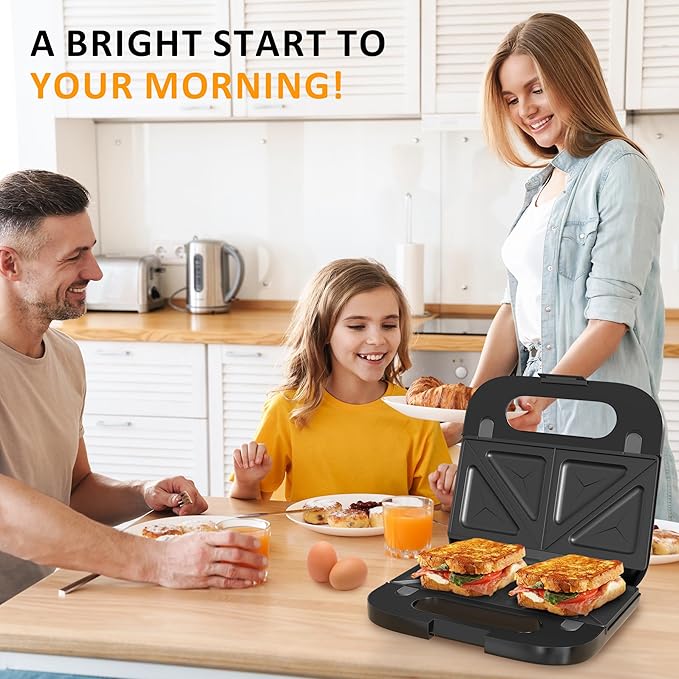 Sunvivi Waffle Iron, Panini Press Grill and Sandwich Maker Set, 3 in 1 Electric Sandwich Press with Removable Non-Stick Plates, Indicator Lights