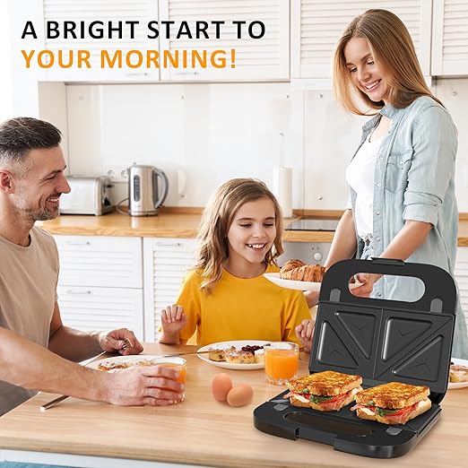 Waffle Iron, Panini Press Grill and Sandwich Maker Set, 3 in 1 Electric Sandwich Press with Removable Non-Stick Plates, Indicator Lights & Cool Touch Handle 750W