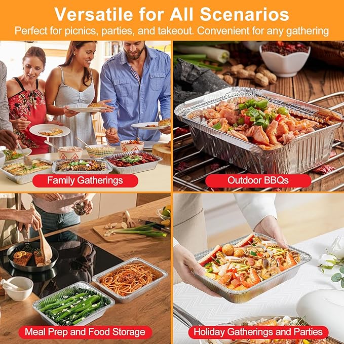 Notwoe 30pc Disposable Aluminum Pans With Lids, 9x13 (10pc) And 8.2x5.7 Square (20pc) Combo Set, Disposable Baking and Cake Pan. (30 Pack w/Lids)