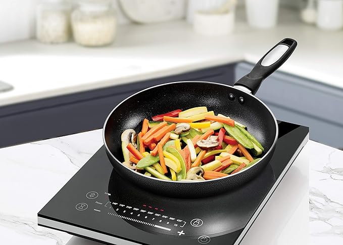Alpine Cuisine Fry Pan 12-Inch Nonstick Coating Gray, Frying Pans Nonstick for Stove with Stay Cool & Comfortable Handle, Durable Nonstick Cookware, Ideal for Family