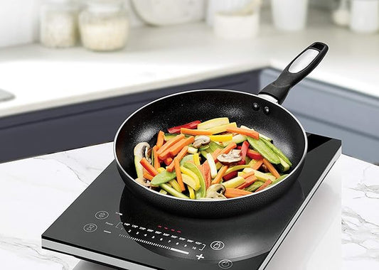 Alpine Cuisine Fry Pan 12-Inch Nonstick Coating Gray, Frying Pans Nonstick for Stove with Stay Cool & Comfortable Handle, Durable Nonstick Cookware, Ideal for Family