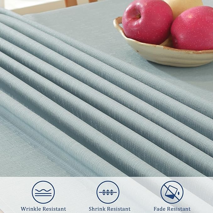 Alsoo Table Cloth Rectangle Table, 60X75 Inch Linen Textured Table Cloth Waterproof Spill-Proof TableCloths Wrinkle Free Fabric Farmhouse Table Cover for Dining Parties Buffets Holidays,Light Blue