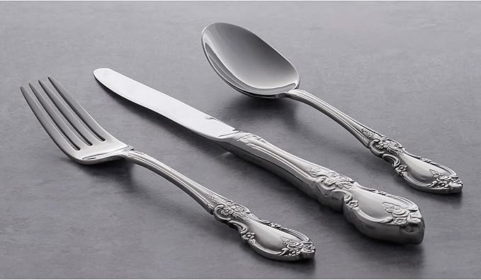 Oneida Louisiana 4-Piece Fine Dinner Forks Stainless Steel Silverware Set, 18/8 Stainless Steel Fork Set, Service For 4, Dishwasher Safe, Mirror Finish, Utensils, Flatware,Tableware (Silver, 4 Piece)