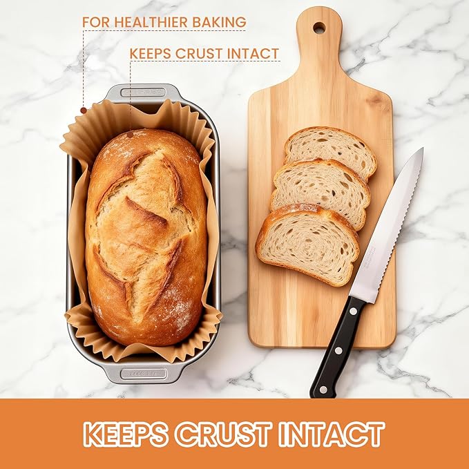 Loaf Pan Liners, 9x5In Food Grade Air Fryer Liners, 200Pcs Loaf Pan Liners, Non-Stick Pre Formed Parchment Paper - Rectangle Bread Pan Liners for Baking Bread for Ninja DZ201