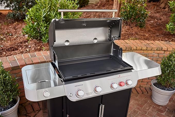 Weber Rust‑Resistant Outdoor Griddle Insert, Full‑Size – Pre-Seasoned Carbon Steel Griddle for Genesis 400 Series Gas Grills